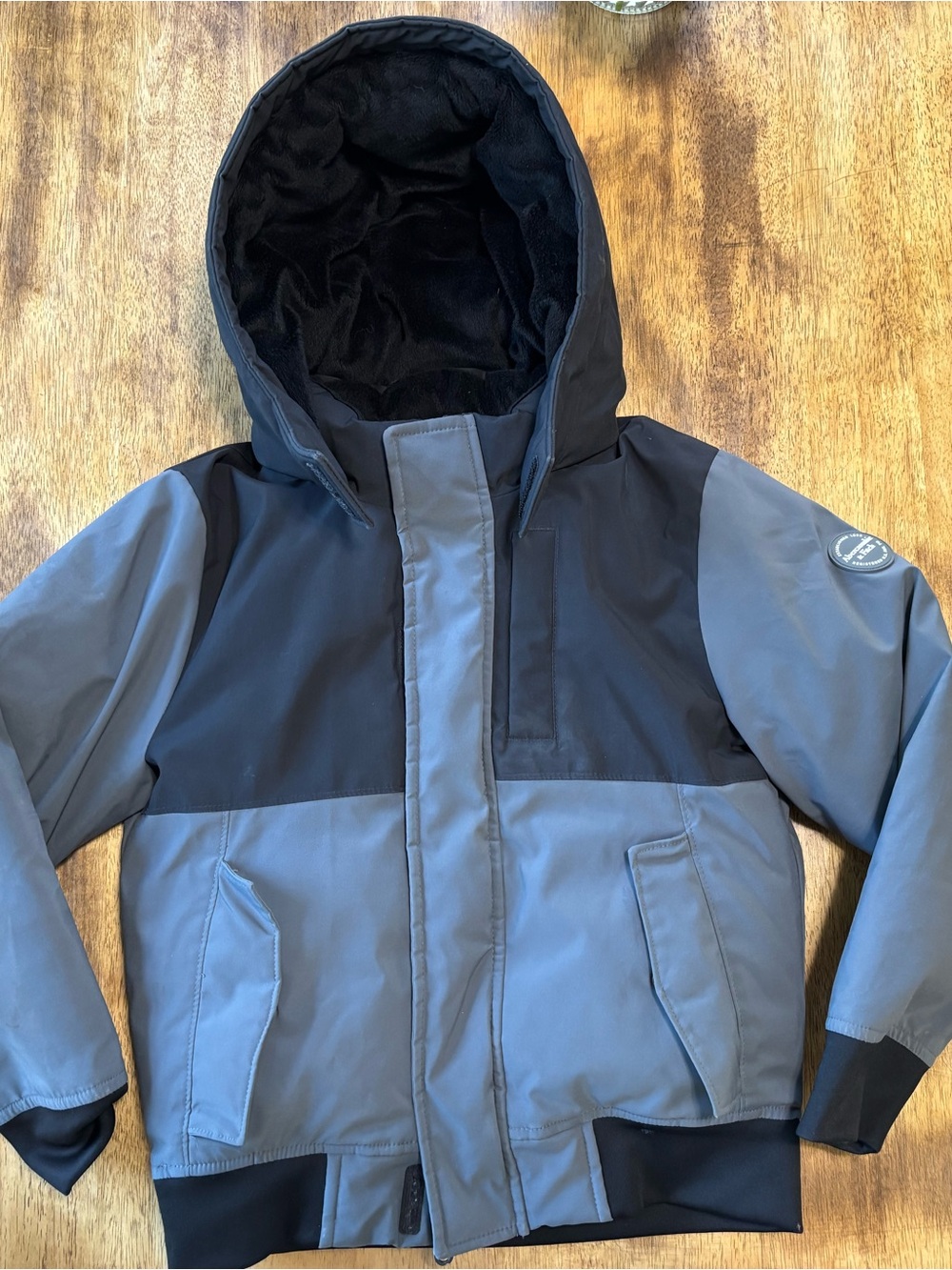 Abercrombie Kids Hooded Winter Jacket in Gray and Black